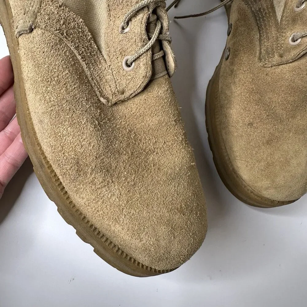 Military Lace Up Combat Boots Mens Sz 9.5 Hot‎ Weather Desert Tan Suede Tactical